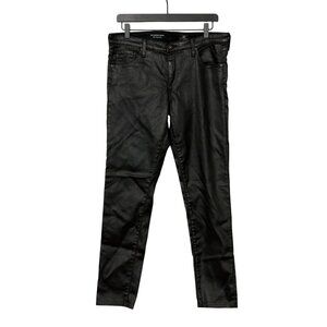 AG Adriano Goldschmied The Legging Ankle Super Skinny Jean Black Coated Size 32R